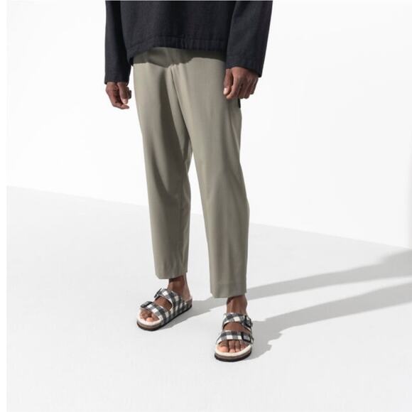 Birkenstock Mens Arizona Plaid Black White Double Strap Shearling Wool Sandal 11 - Picture 2 of 9